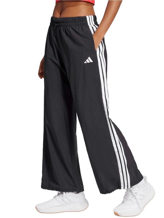 adidas Pants - adidas Black Wide-Leg Track Pants with White Three Stripes